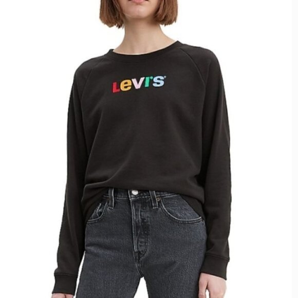 Levi's Black‎ Sweatshirt with Colorful Letters - Women's Size Medium - Picture 3 of 9